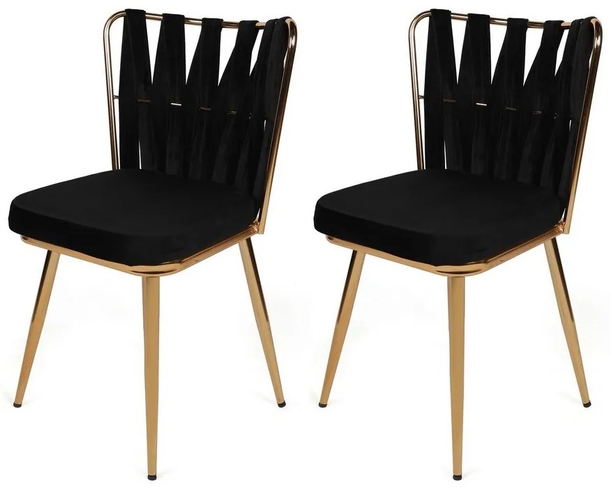 Súprava jedálenských stoličiek Kusakli Black and Gold, 2 ks, 2 ks
