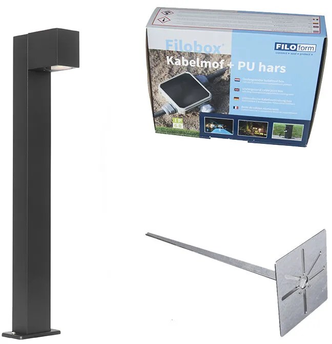 Priemyselné stojace vonkajšie svietidlo čierne 65 cm IP44 - Baleno