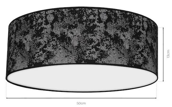 Stropné svietidlo Satino Round, 1x čierne/strieborné textilné tienidlo, (biele plexisklo), (fi 50 cm)
