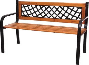 JU Drevená lavička s dĺžkou 118 cm na oceľovom podstavci