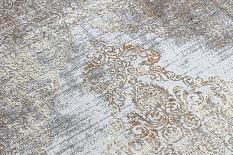 Moderný koberec LUCE 80 ornament vintage - Štrukturálny sivá / horčica Veľkosť: 154x220 cm