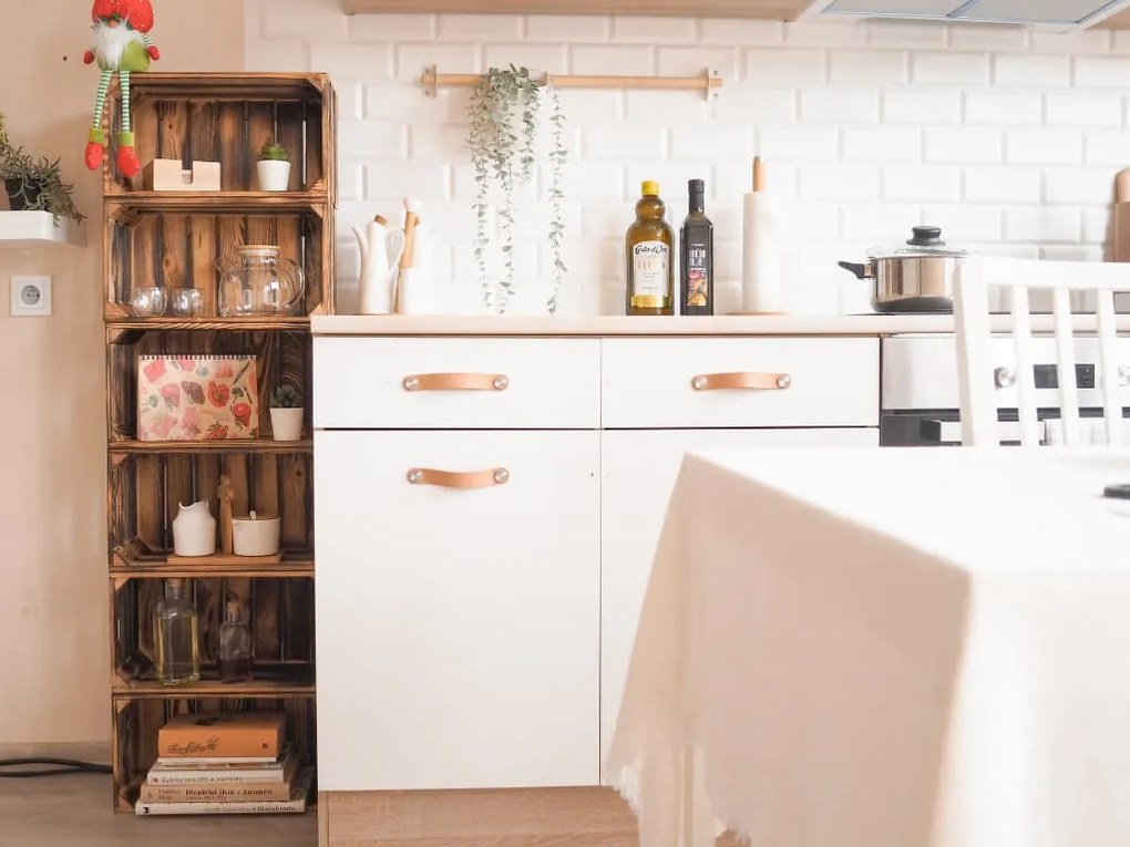 ČistéDrevo Drevené opálené debničky regál 132 x 60 x 24 cm