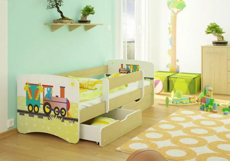 MAXMAX Detská posteľ ZVIERACIE VLÁČIK funny 160x70cm - bez šuplíku 160x70 pre všetkých NIE
