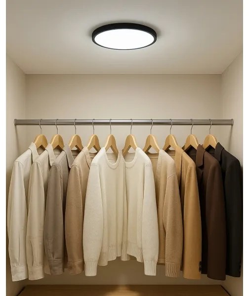 LED stropné svietidlo, 18 W, 230 V, 3000/4000/6500 K, priemer 23 cm, čierne