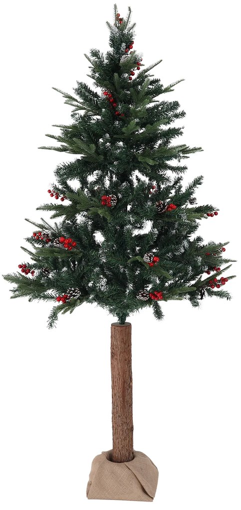 Vianočný stromček so šiškami na pníku, posnežený, 180 cm, PNIK TYP 1