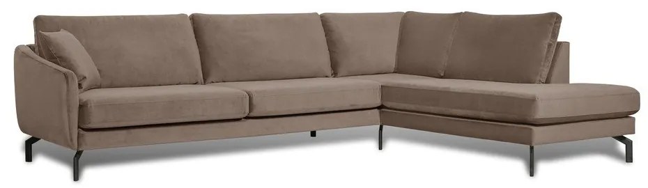 Hnedobéžová zamatová rohová pohovka (pravý roh) Magic - Scandic