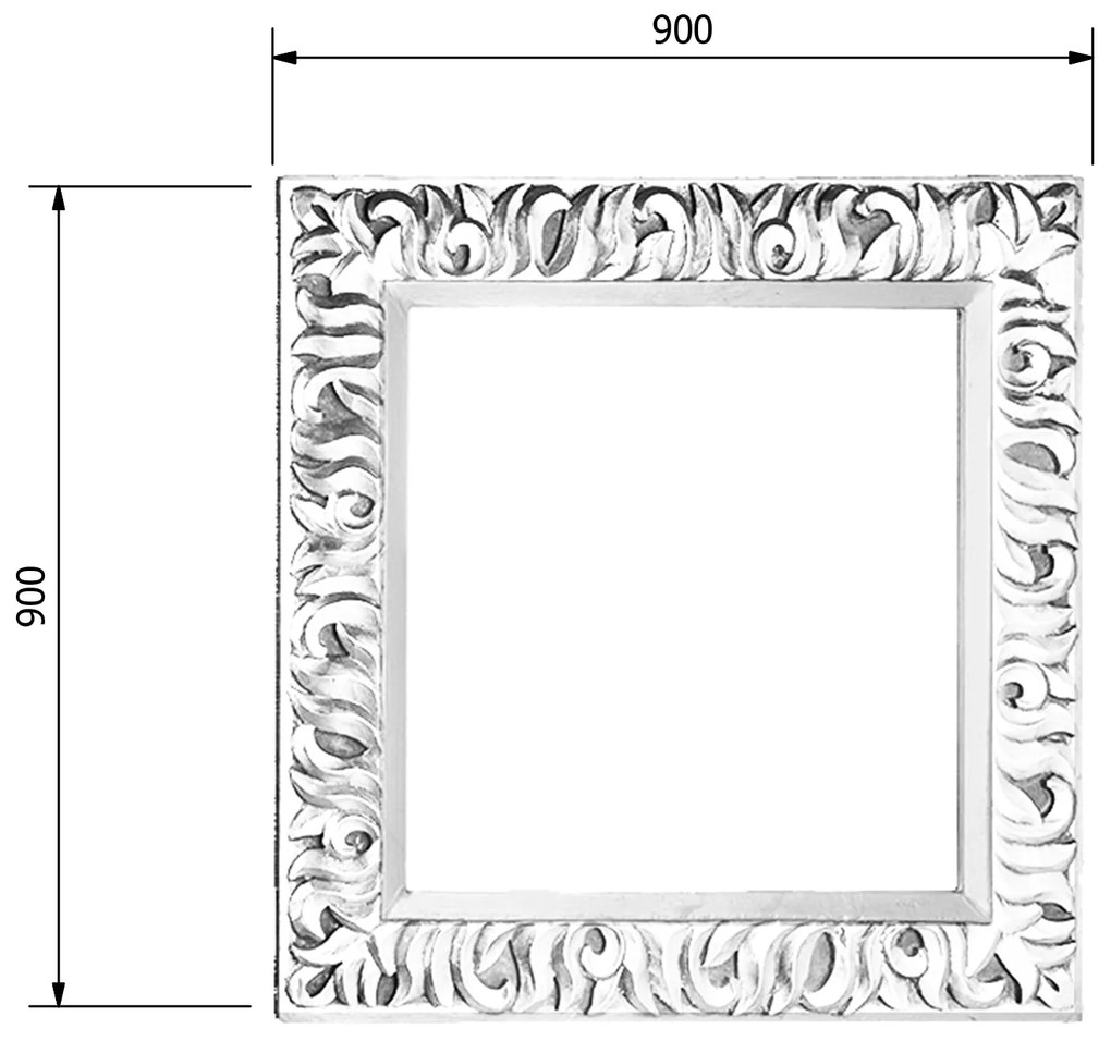 Sapho, ZEEGRAS zrkadlo v ráme, 90x90cm, biela Antique, IN395