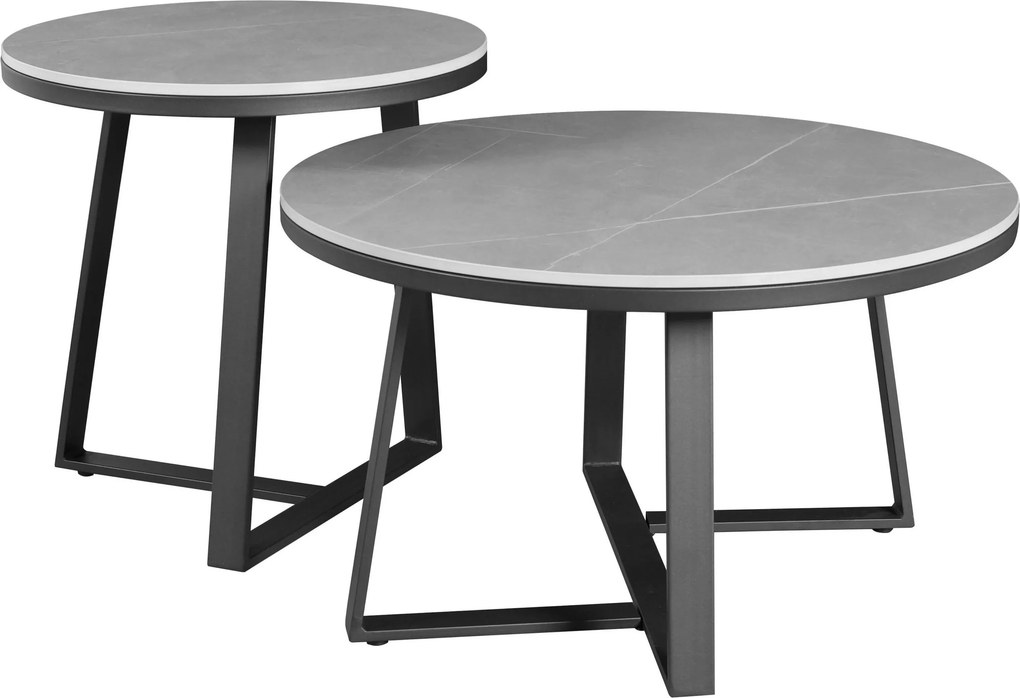 XXXLutz SADA KONFERENČNÝCH STOLÍKOV, sivá, kameň, 69/69/40 cm MID.YOU - Stolíky do obývačky - 001821010202