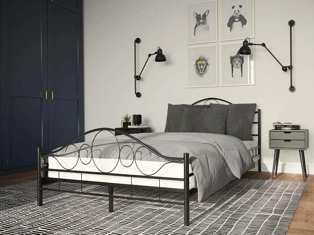 Kovová posteľ Mirioda, Rozmer postele: 120x200, Farba: čierna