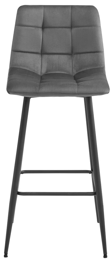Barová stolička ARCETO - tmavosivý zamat / čierne nohy