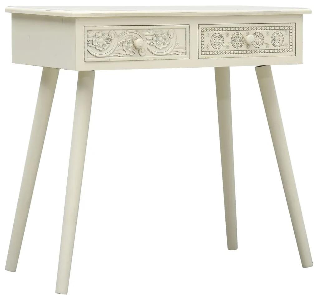 vidaXL Konzolový stolík s 2 zásuvkami sivý 80x40x77,8 cm drevený vyrezávaný