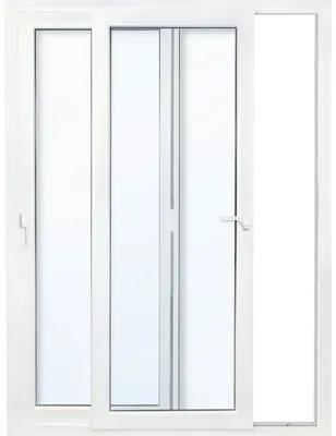 Posuvné dvere plastové biele s tvrdeným sklom 1800 x 2000 mm