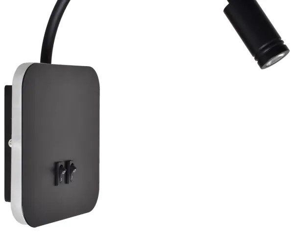 LED Flexibilná nástenná lampička BASE 1xLED/8W+1xLED/2W/230V čierna/strieborná