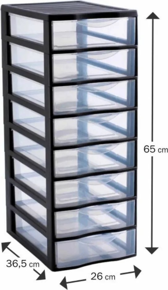 SUNDIS Úložný box s 8 zásuvkami, antracit, OFFICEMIX A4