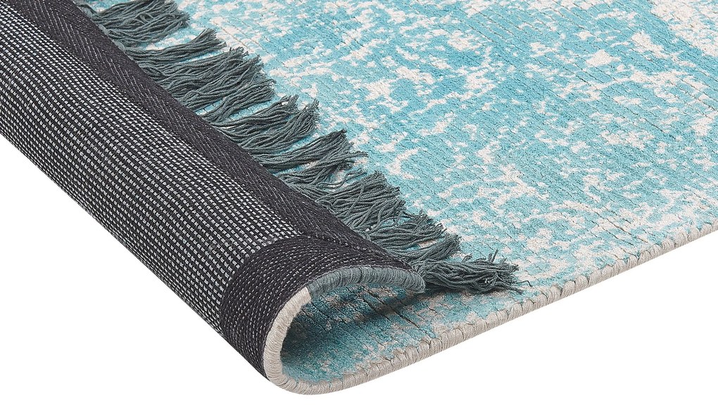 Viskózový koberec 140 x 200 cm modrá/béžová AKARSU Beliani