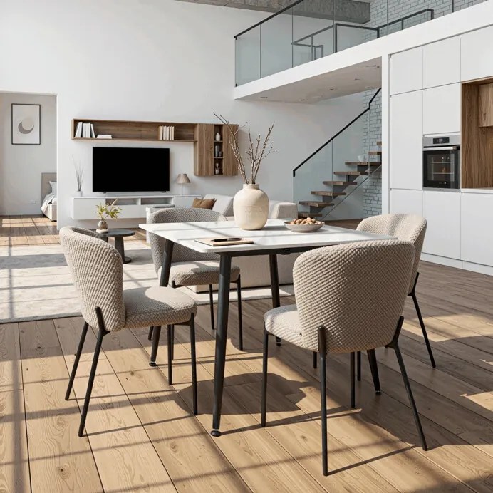 Autronic BONTEC Jídelní stôl 80x80cm, keramika, mramor, HT-398M GREY Farba: Šedá