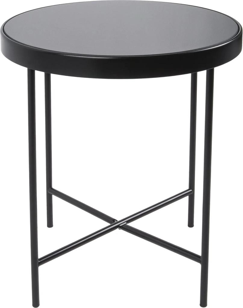 LEITMOTIV Okrúhly čierny stolík so sklenenou doskou