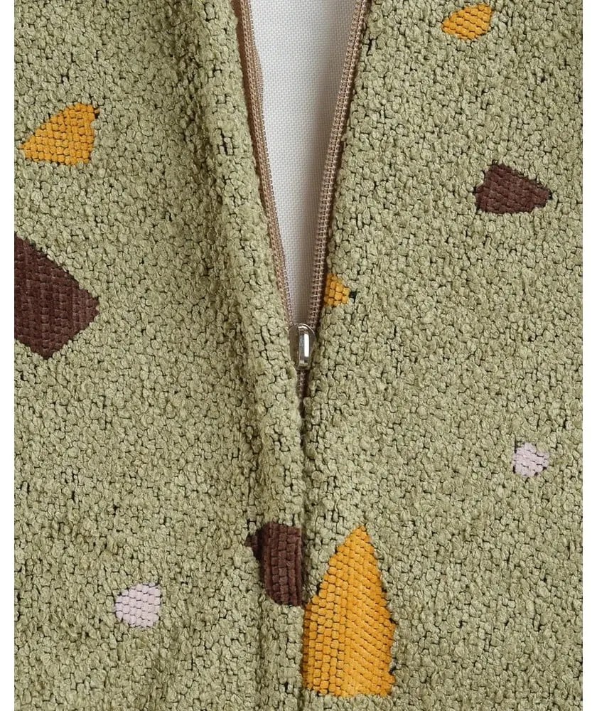 Zelený detský sedací vak z textílie buklé/ženilkový Terrazzo Square – Wigiwama