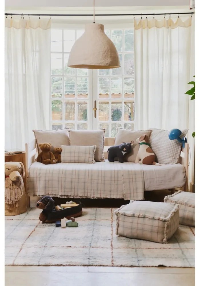 Krémový/šalviovozelený prateľný/ručne tkaný bavlnený koberec 140x190 cm Tartan Blue Sage – Lorena Canals