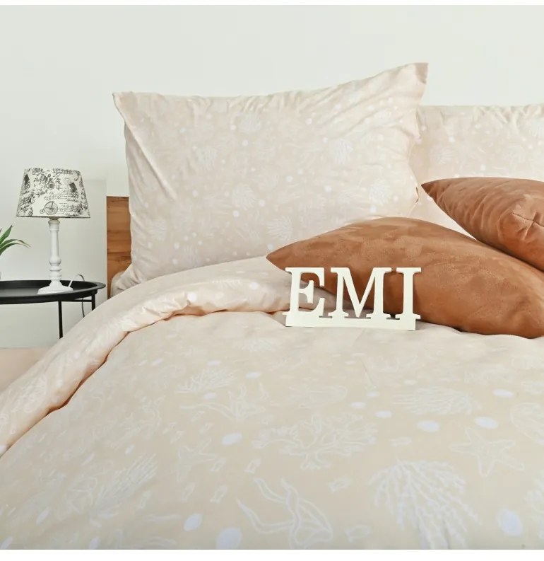 Obliečky bavlnené Sea krémové EMI, Štandardný set jednolôžko obsahuje 1x 140x200 + 1x 70x90