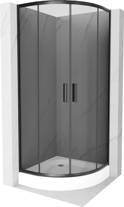 Mexen Rio polkruhový sprchovací kút 80 x 80 cm, grafitový, čierny + vanička, biela - 863-080-080-70-40-4710