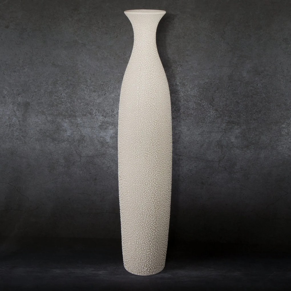 KERAMICKÁ VÁZA RISO 13X13X63 CM KRÉMOVÁ