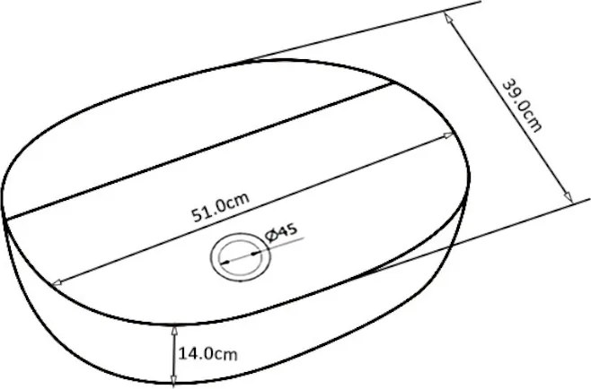 BPS-koupelny Keramické umývadlo na dosku HYD-EI-WH-510 51x40,5 cm, biele