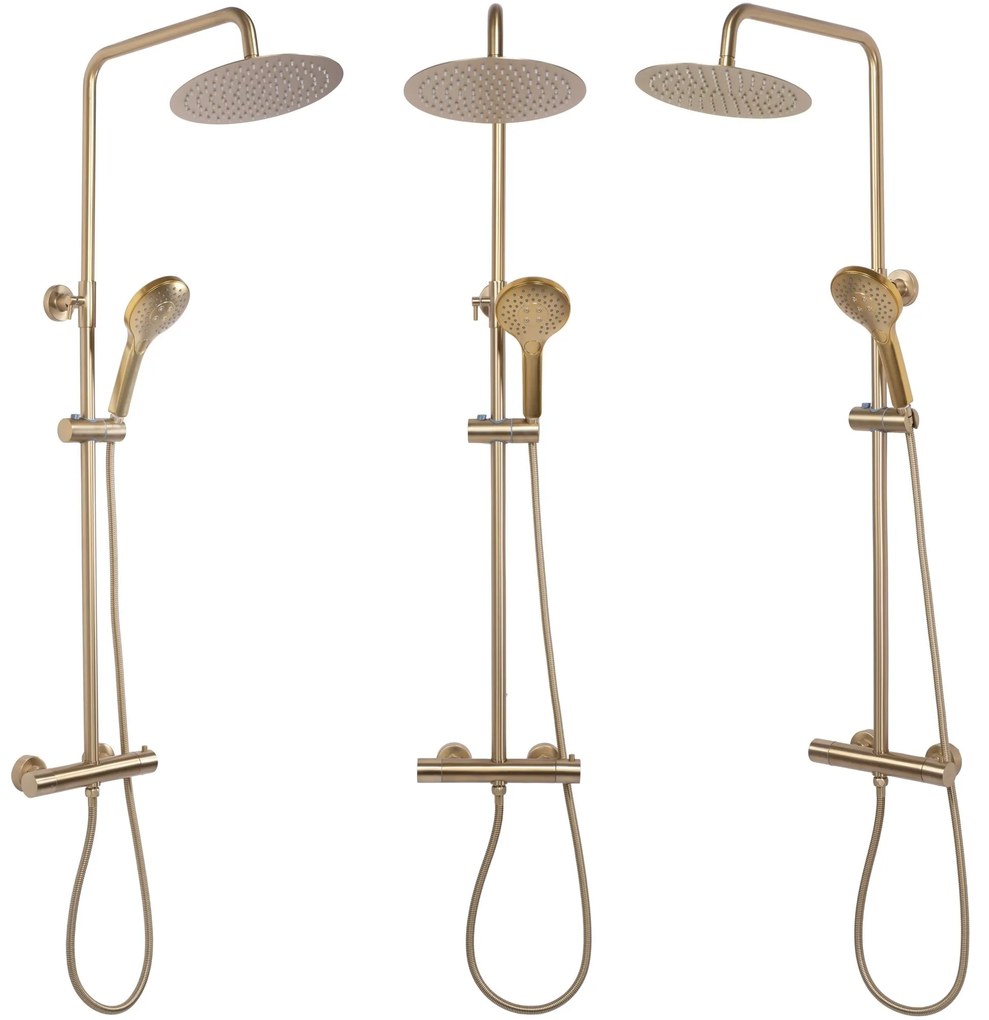 Rea Vincent, sprchový set s termostatickou batériou a dažďovou hlavicou 25cm, zlatá matná, REA-P6602