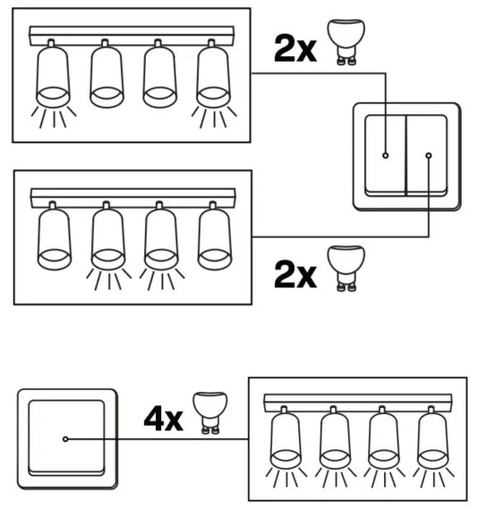 Bodové svietidlo BAMBOO 4xGU10/10W/230V čierna