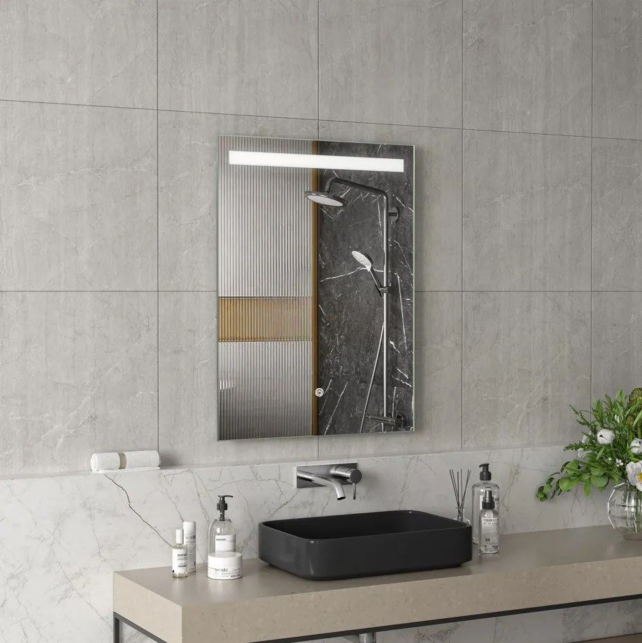 Erga Scarlet, obdĺžnikové LED zrkadlo 60x80cm, 460 lm, 3 farby svetla, predné osvetlenie, ERG-V01-128-6080-00