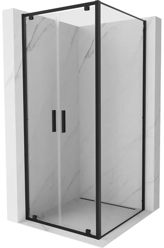 Mexen Exo, sprchovací kút s krídlovými dverami 80 x 80 cm, 6mm číre sklo, čierny profil, 8182-080-080-70-00