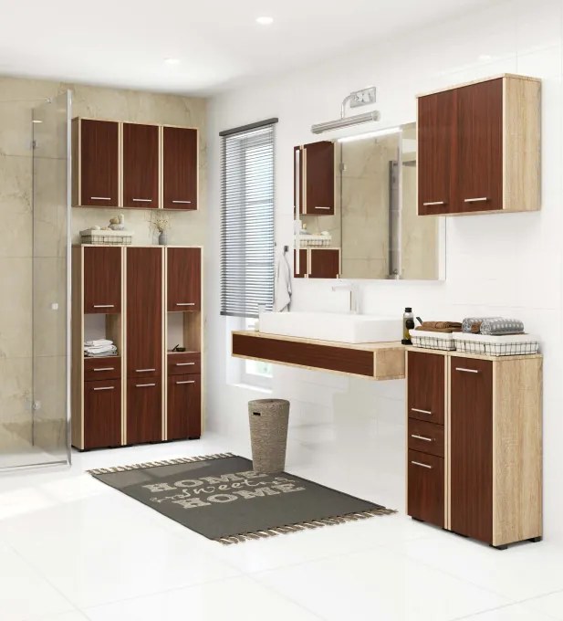 Kúpeľňová skrinka FIN 30 2D 140 cm sonoma / wenge