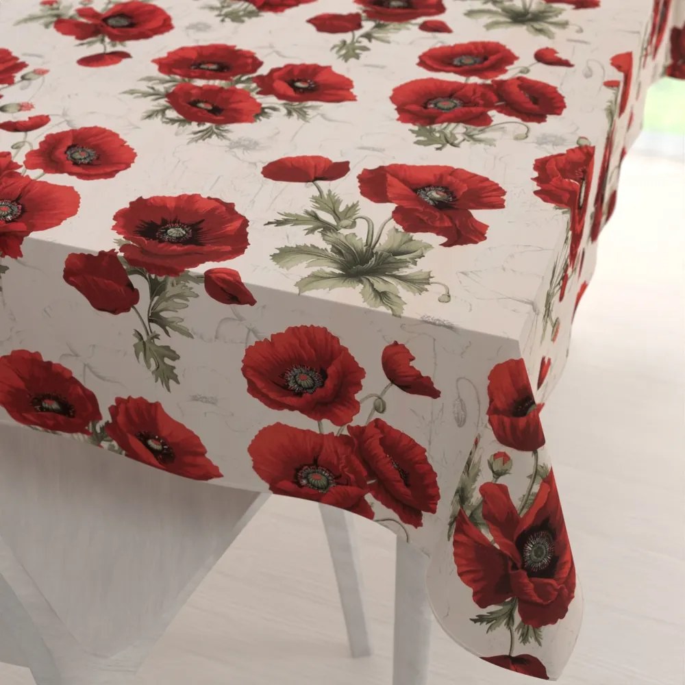 Biante Bavlnený obdĺžnikový obrus Sandra SA-586 Vlčie maky na krémovom 80x120 cm