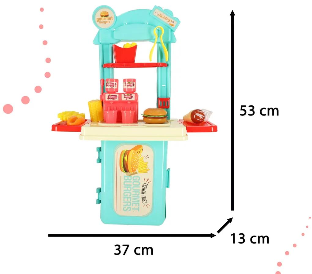 KIK KX4305 Dětská kuchyňka v kufříku fast food hamburgerová sada zmrzlina hranolky 55cm AKCE
