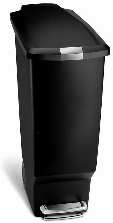Úzky pedálový kôš 40 l čierny plast, čierna