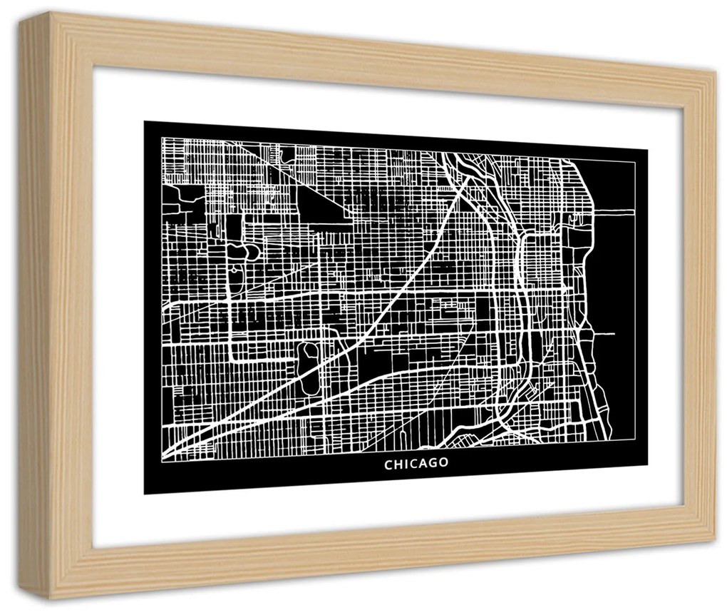 Gario Plagát Plán mesta Chicago Farba rámu: Bez rámu, Rozmery: 45 x 30 cm