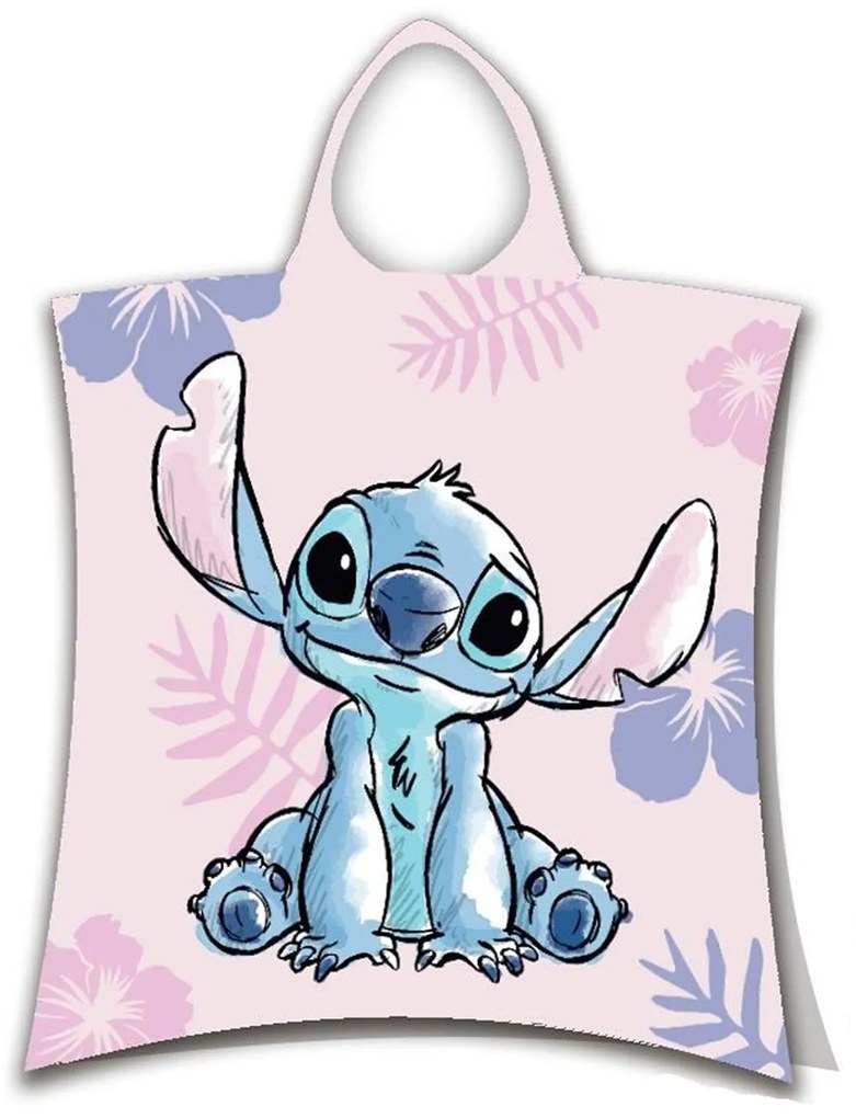 DETSKÝ BAVLNENÝ PONČO UTERÁK S KAPUCŇOU LILO AND STITCH 50X115 CM VZOROVANÁ