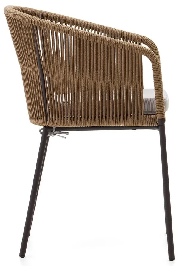 Béžová kovová/polstrovaná záhradná stolička Yanet – Kave Home