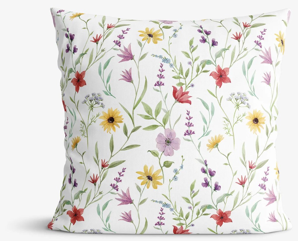 Goldea dekoračná obliečka na vankúš - farebné jarné kvety 40 x 40 cm