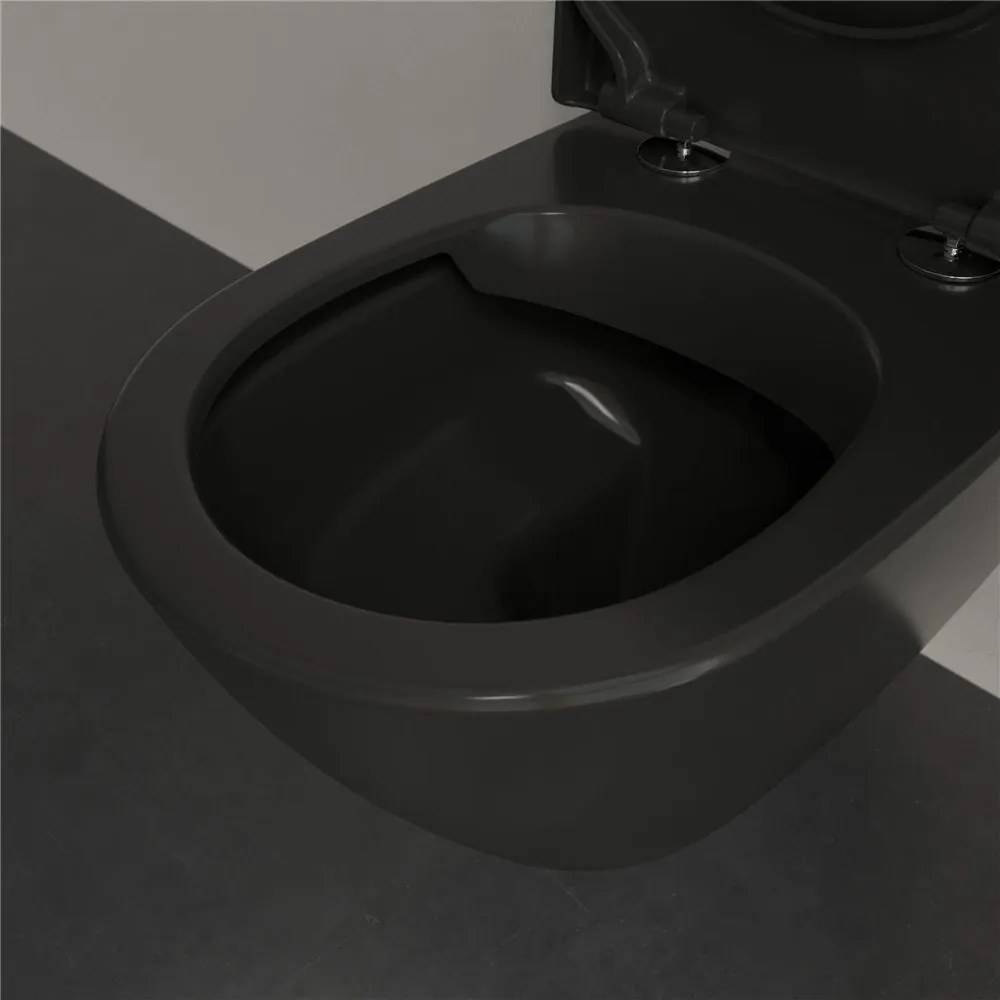 VILLEROY &amp; BOCH Subway 2.0 závesné WC s hlbokým splachovaním bez vnútorného okraja, 370 x 560 mm, Ebony, s povrchom CeramicPlus, 5614R0S5