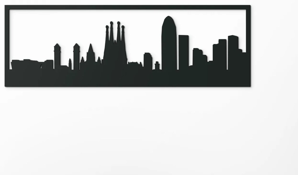 drevko Obraz Barcelona panoráma Rozmer obrazu: 29,5 x 89 cm, Farba dekorácie: Čierna