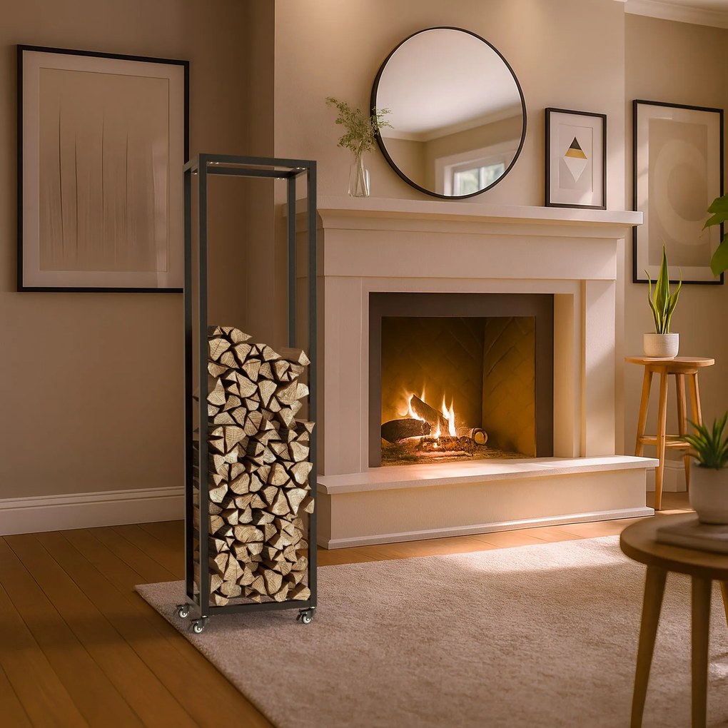 Stojan na drevo Hilta 25x40x150 cm - čierna