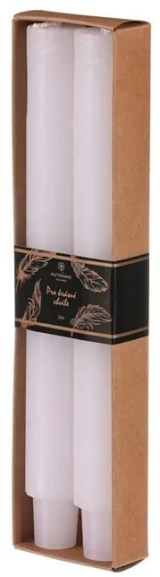 Súprava kónických sviečok, biela, 2 ks, parafín