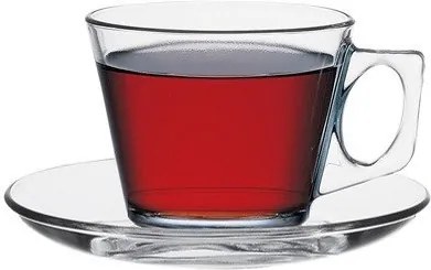 PASABAHCE VELA Šálka na kávu s podšálkou sklo 195 ml