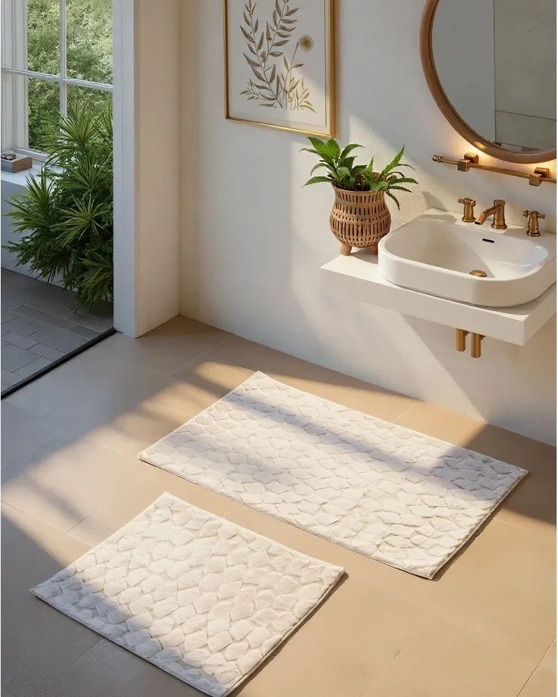 Krémové kúpeľňové predložky v súprave 2 ks 60x100 cm Rabbit – Foutastic