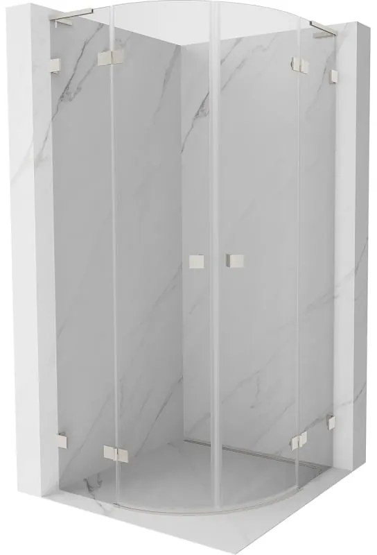 Mexen Lunar, L výklopný polkruhový sprchový kút 70 x 70 cm, 8mm číre sklo, oceľový profil, 833L-070L-070P-97-00