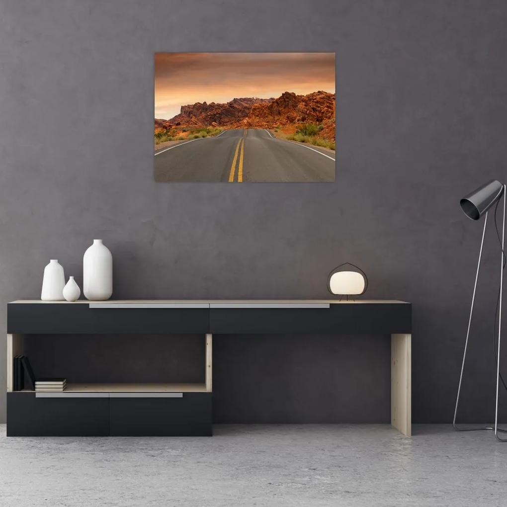 Sklenený obraz cesty v horách (70x50 cm)
