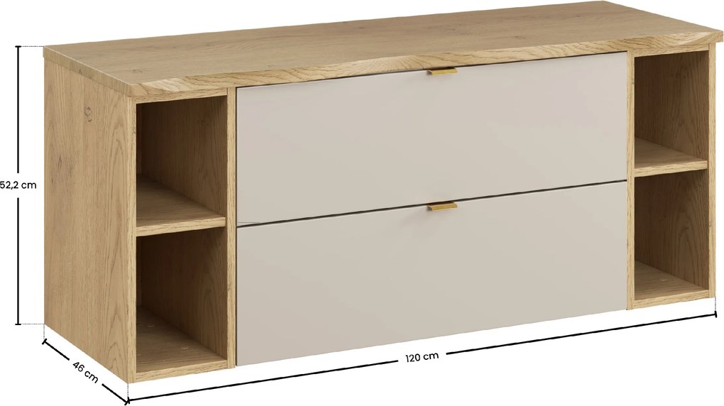 Comad Kúpeľňová skrinka pod umývadlo na dosku set Dalia Cashmere 120 kašmír/dub cremona