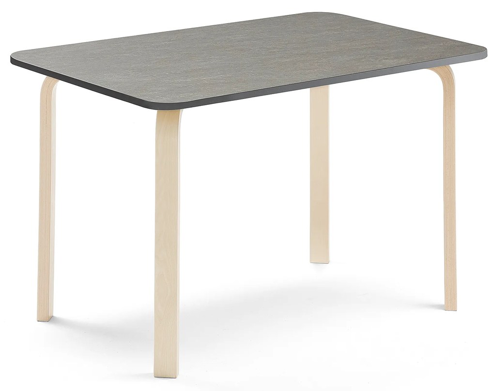 Stôl ELTON, 1200x600x710 mm, linoleum - tmavošedá, breza