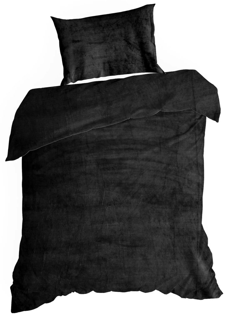 FLEECOVÉ OBLIEČKY FLANO2 140X200 CM, 1 KS 70X80 CM ČIERNE